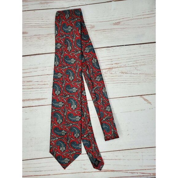 John Clarendon Multicolored Paisley 100% Silk Tie - Made in the USA - Picture 2 of 11